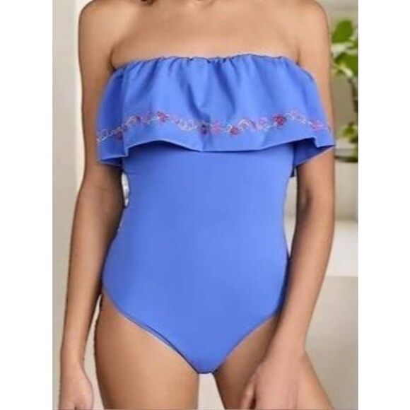 Carolina Constas Blue Multi Marisol One Piece Size XS Swimsuit NEW - Picture 1 of 7
